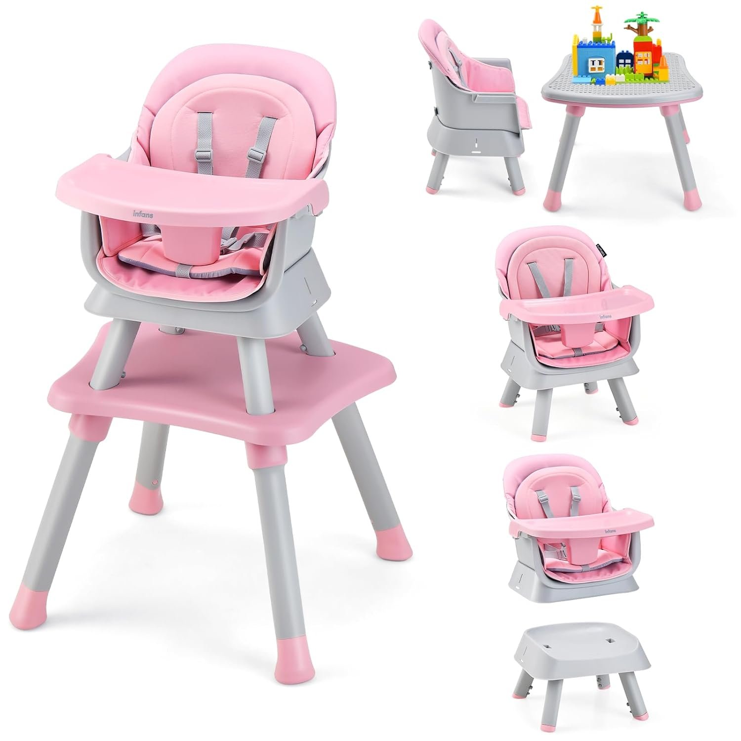 INFANS 8 in 1 Baby High Chair for Babies and Toddlers, Booster Seat