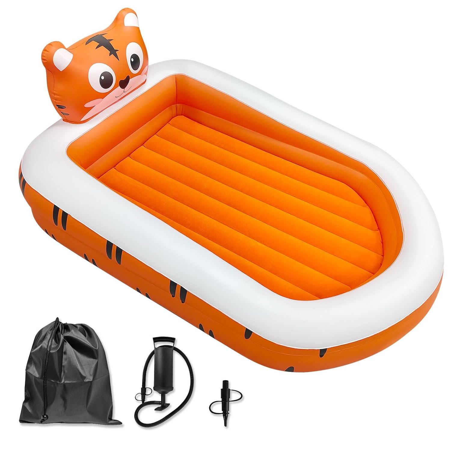 Inflatable Toddler Travel Bed Equipped with Pump and Handbag (Tiger)