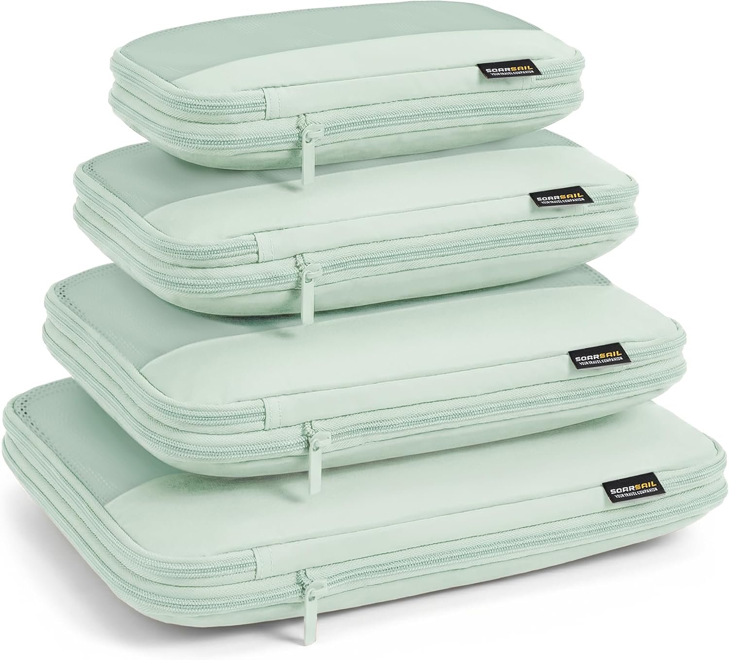 4 Piece Compression Packing Cubes for 3–7 Day Travel, Light Green