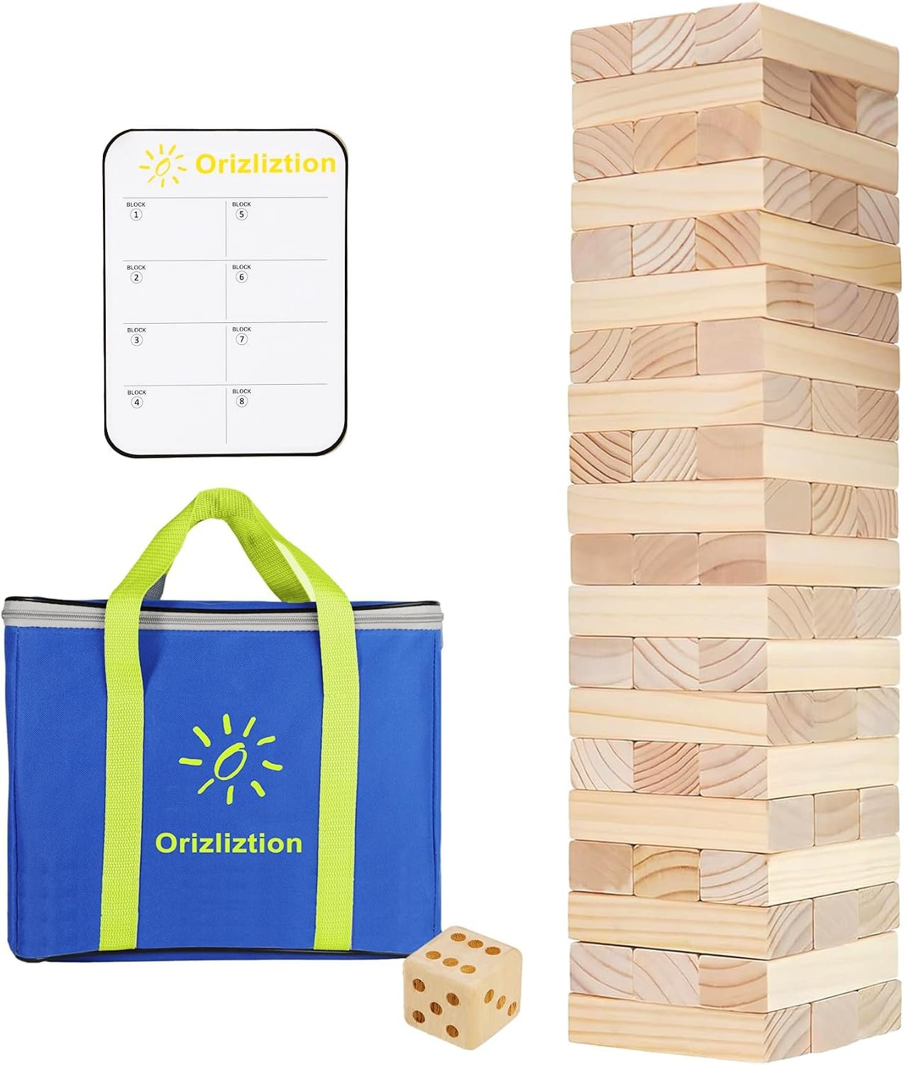 Giant Tumbling Tower 60 Pcs Wooden Family Yard Game Up to 5Ft