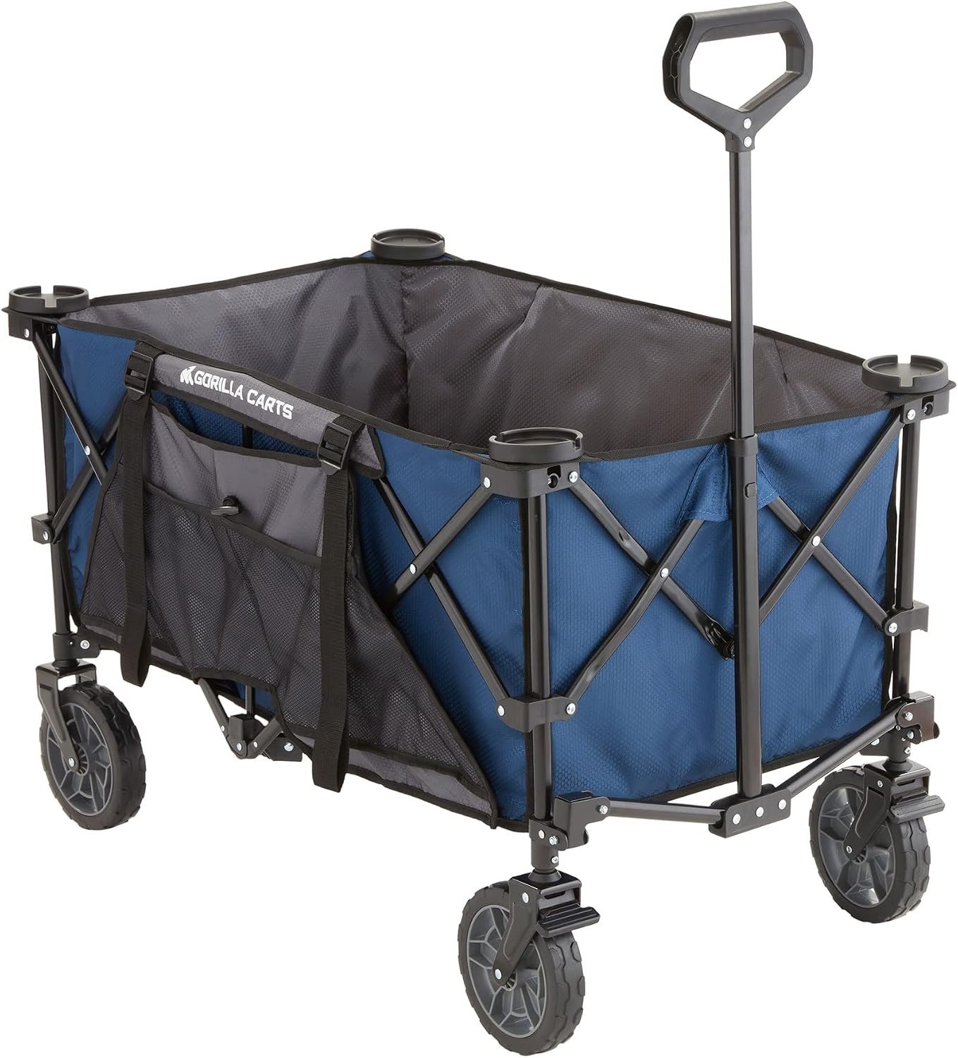 Gorilla Carts Collapsible Folding Outdoor Utility Wagon, 7 Cu Ft, Blue