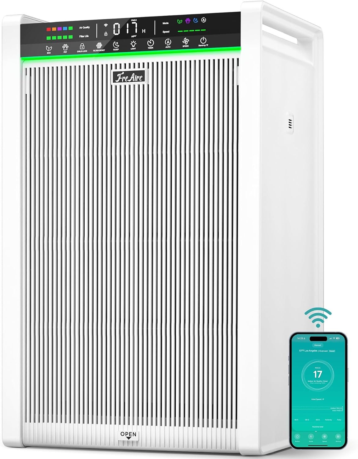 FreAire Air Purifiers for Home Large Room Up to 3850 Ft², HAP611WF, White