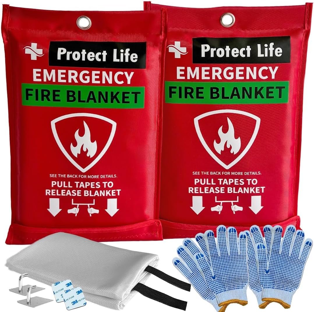 Protect Life Saving Emergency Fire Blankets 2 Pack – 40″x40″, Fire Blanket