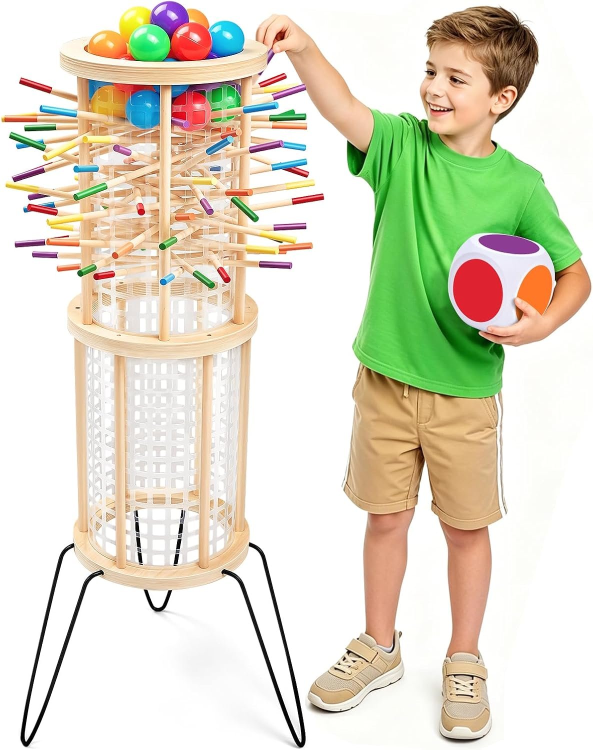 Outdoor Games Wooden Classic Giant Tower, 4FT Yard Game, for 2-6 Players