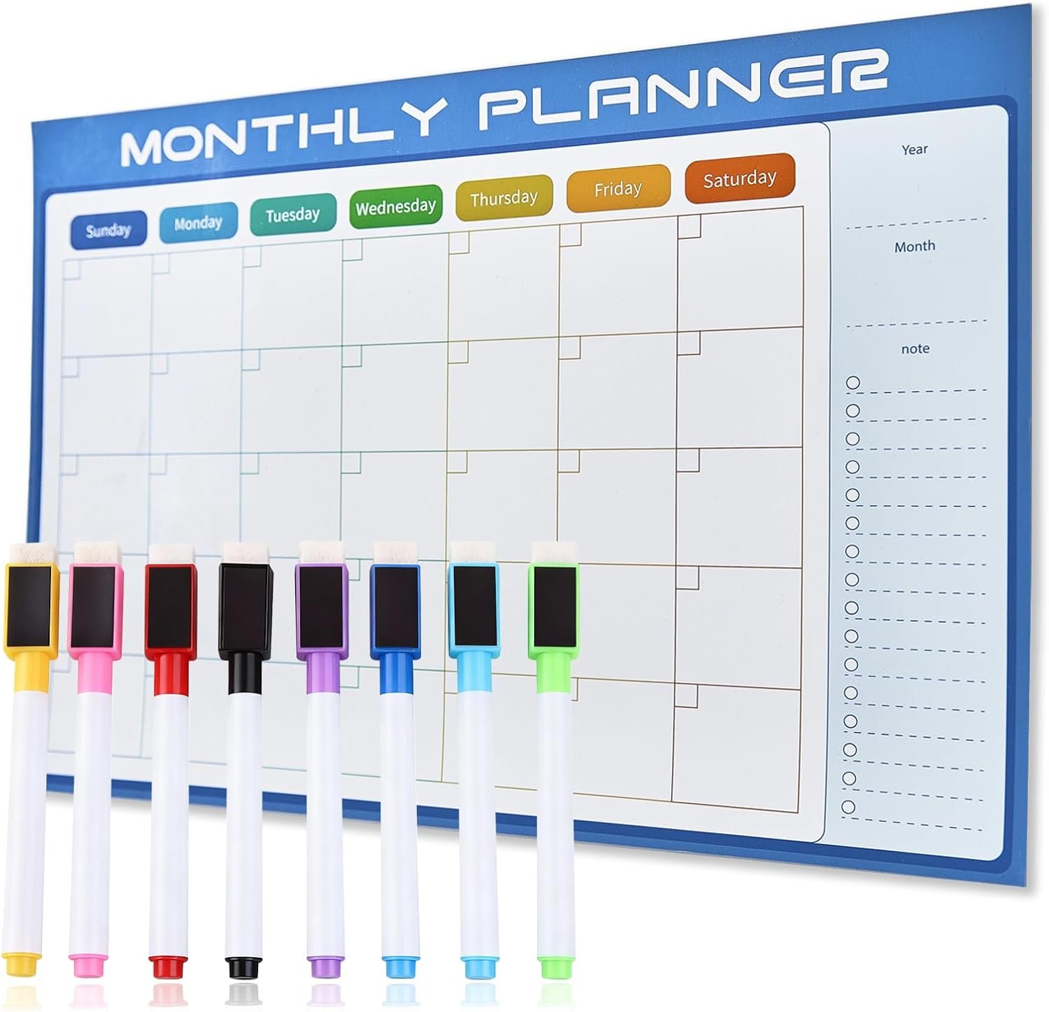Magnetic Calendar for Refrigerator, 16″ X 12″, Large Fridge Whiteboard Calendar Dry Erase, Reusable Magnet Monthly Planner for Busy Moms,Family (Blue)
