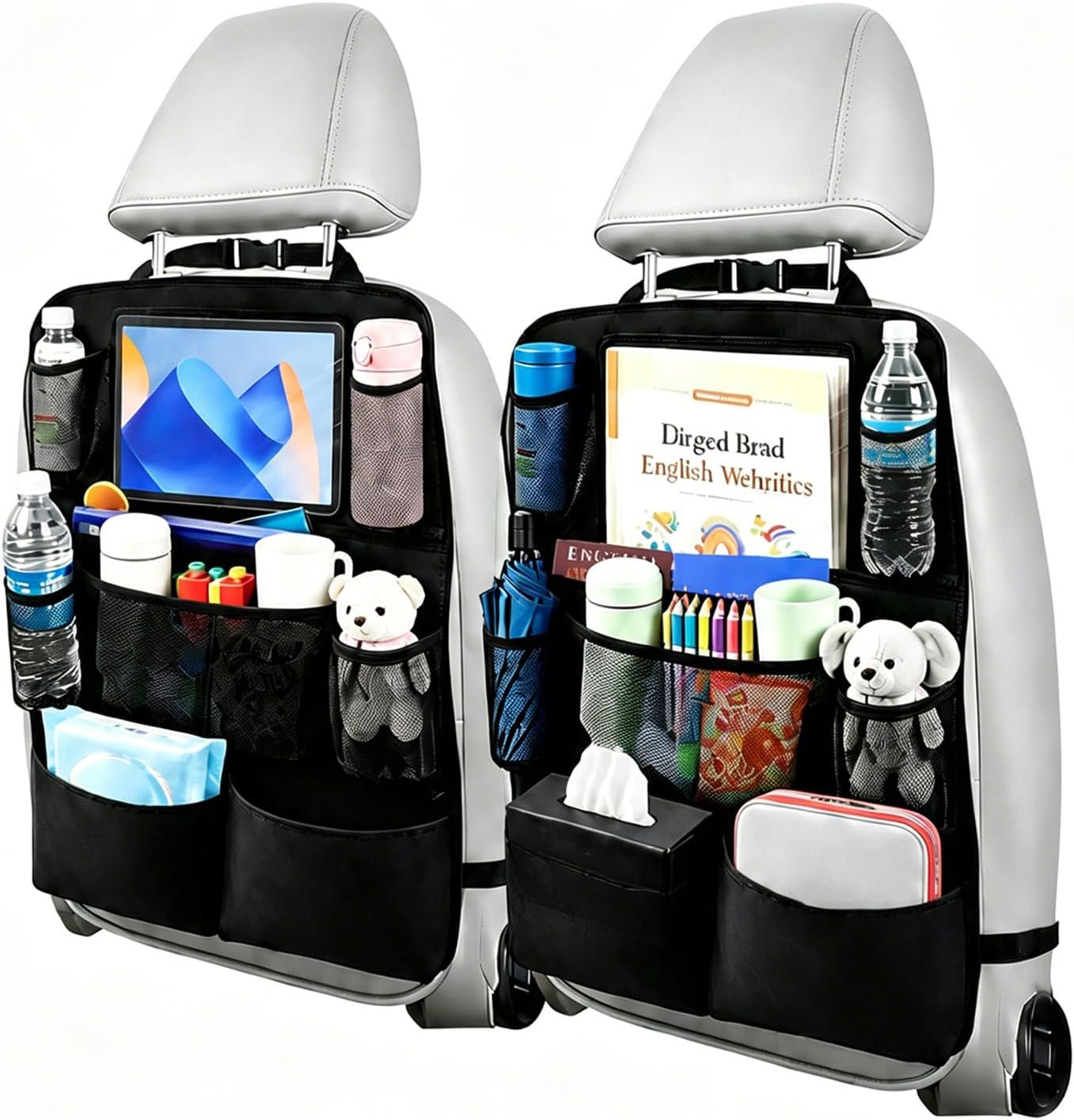 2 Pack Backseat Car Organizer – Behind the Seat Organizer with 9 Pockets