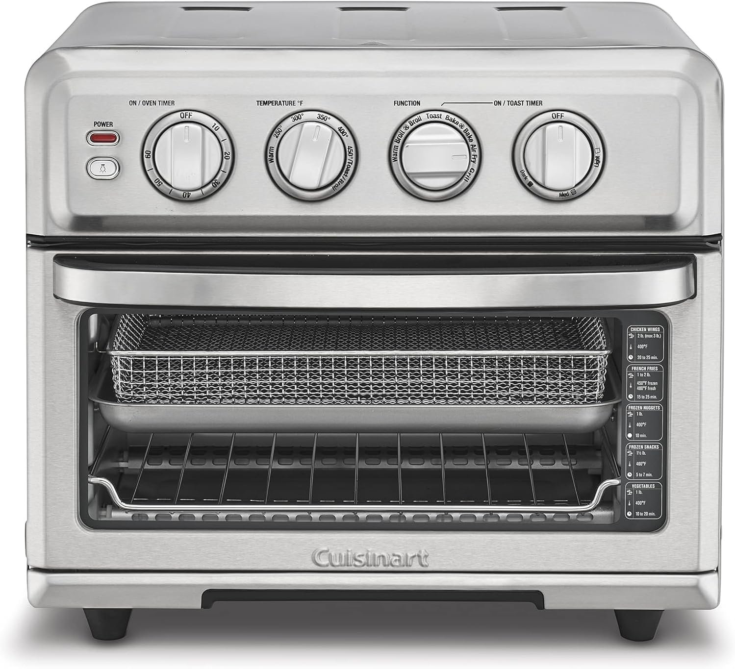 Cuisinart Air Fryer Toaster Oven, 1800W, 8-in-1 with Air Fry, Convection, Broil & Warm, 0.6 Cubic Feet, 60-Minute Timer, TOA-70NAS, Stainless Steel