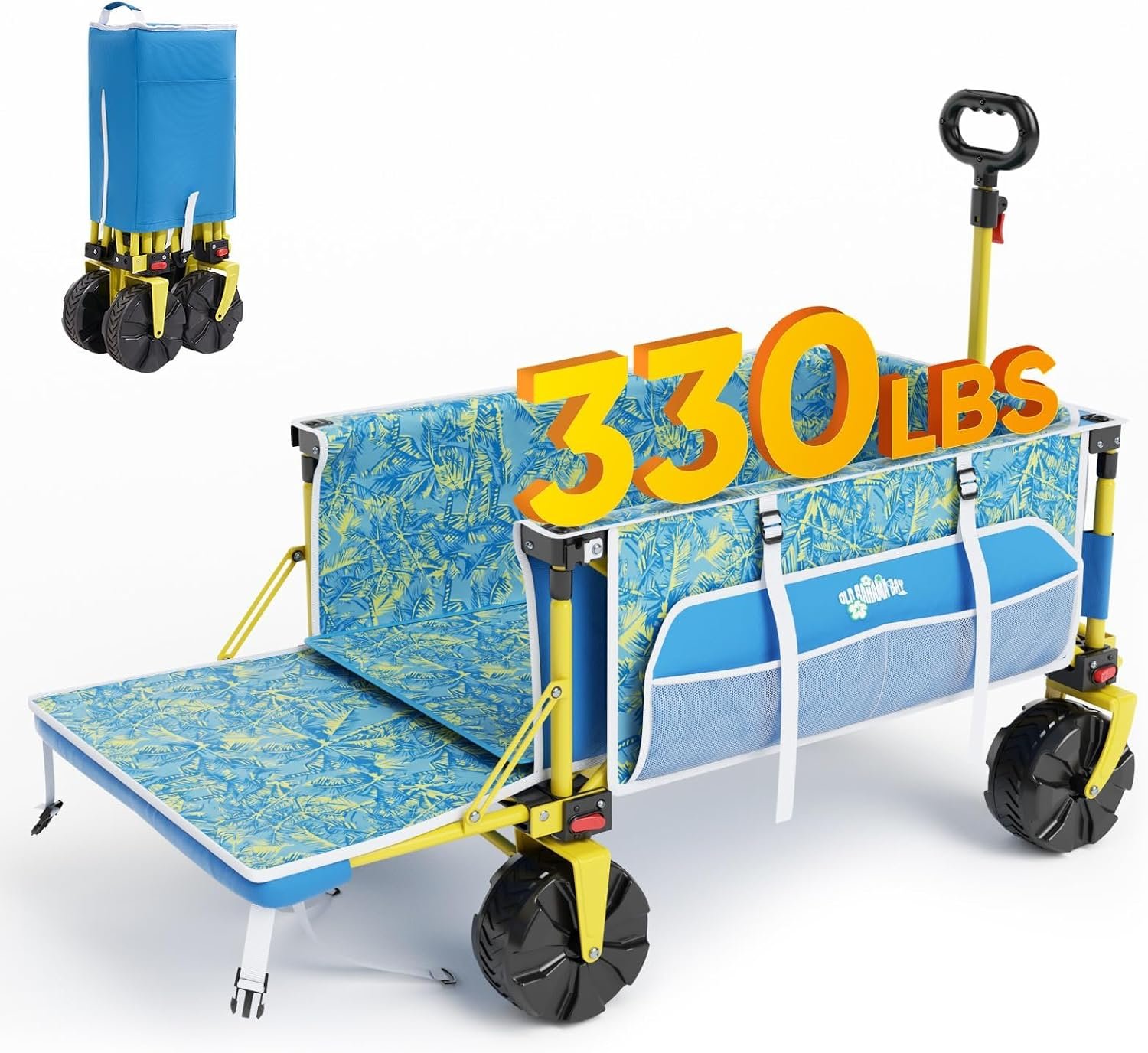Beach Wagon with Big Wheels for Sand, Flip-Out Tailgate, 330 lb Capacity