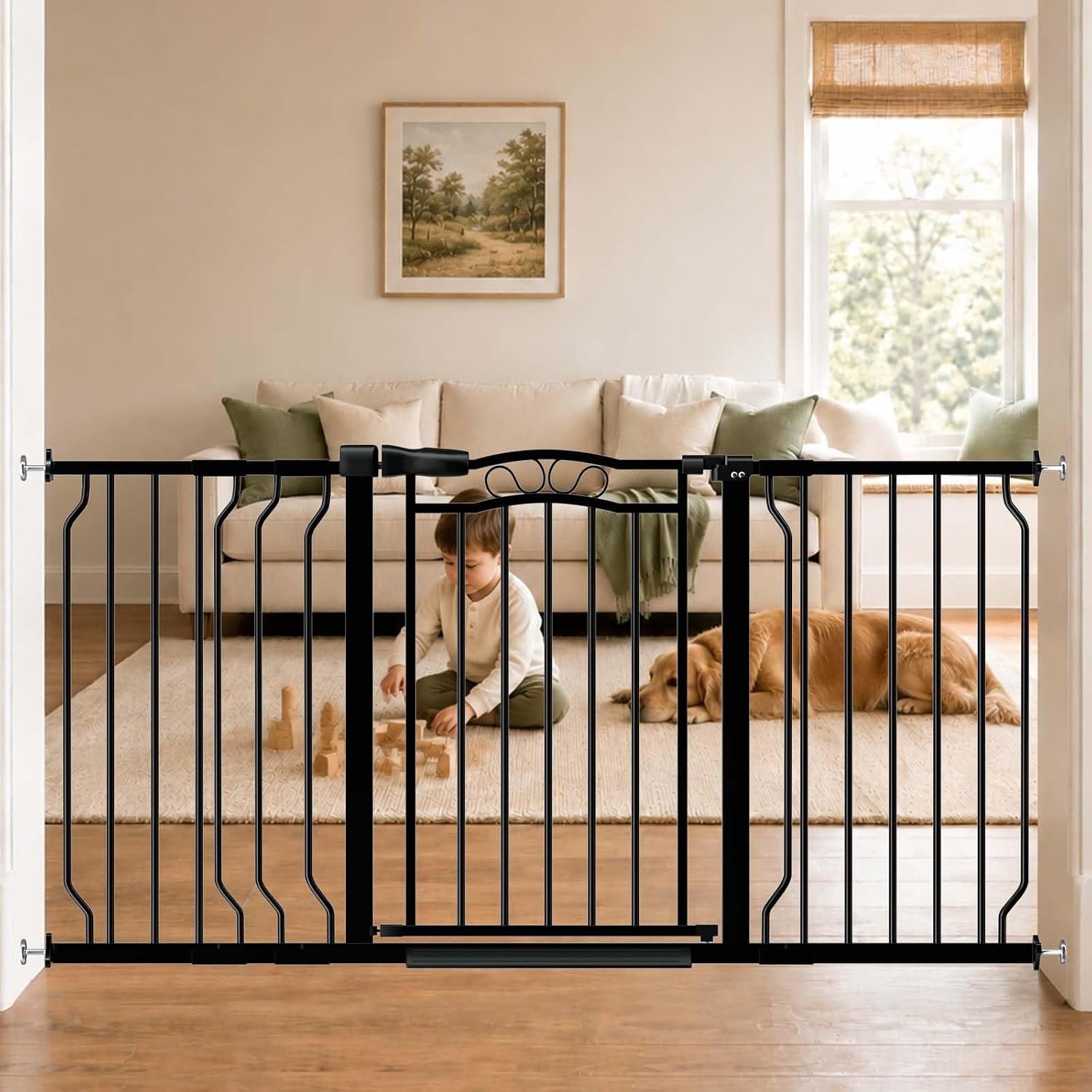 Fairy Baby 53.1″-62.5″ Extra Wide Baby Gates for Doorways Pressure Mounted