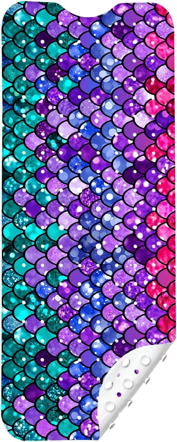 Mermaid Bath Mat for Tub Non Slip, Kids Bath Mat for Baby, 39″ *16″