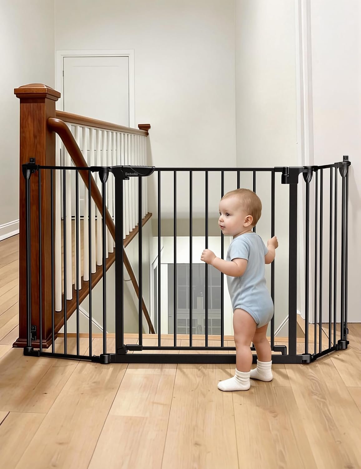 Babelio 72″ Extra Wide Baby Gate, AdaptiZone, 3 Metal Panels
