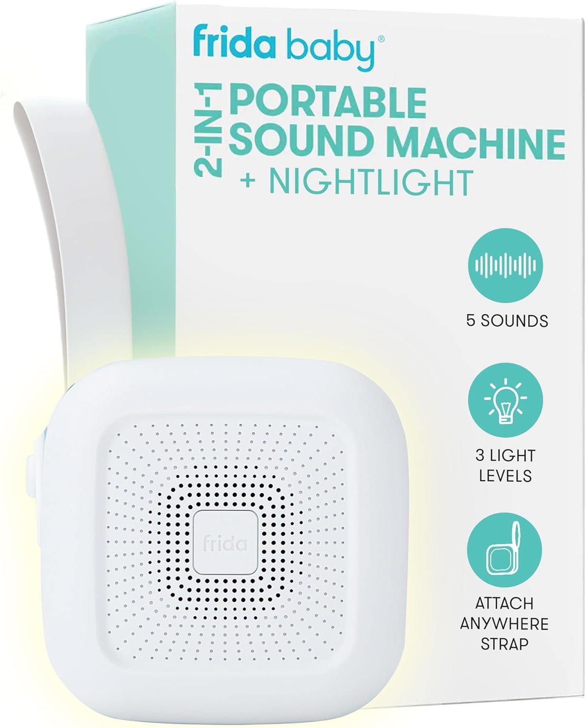 Frida Baby 2-in-1 Portable Sound Machine for Baby + Nightlight, White Noise