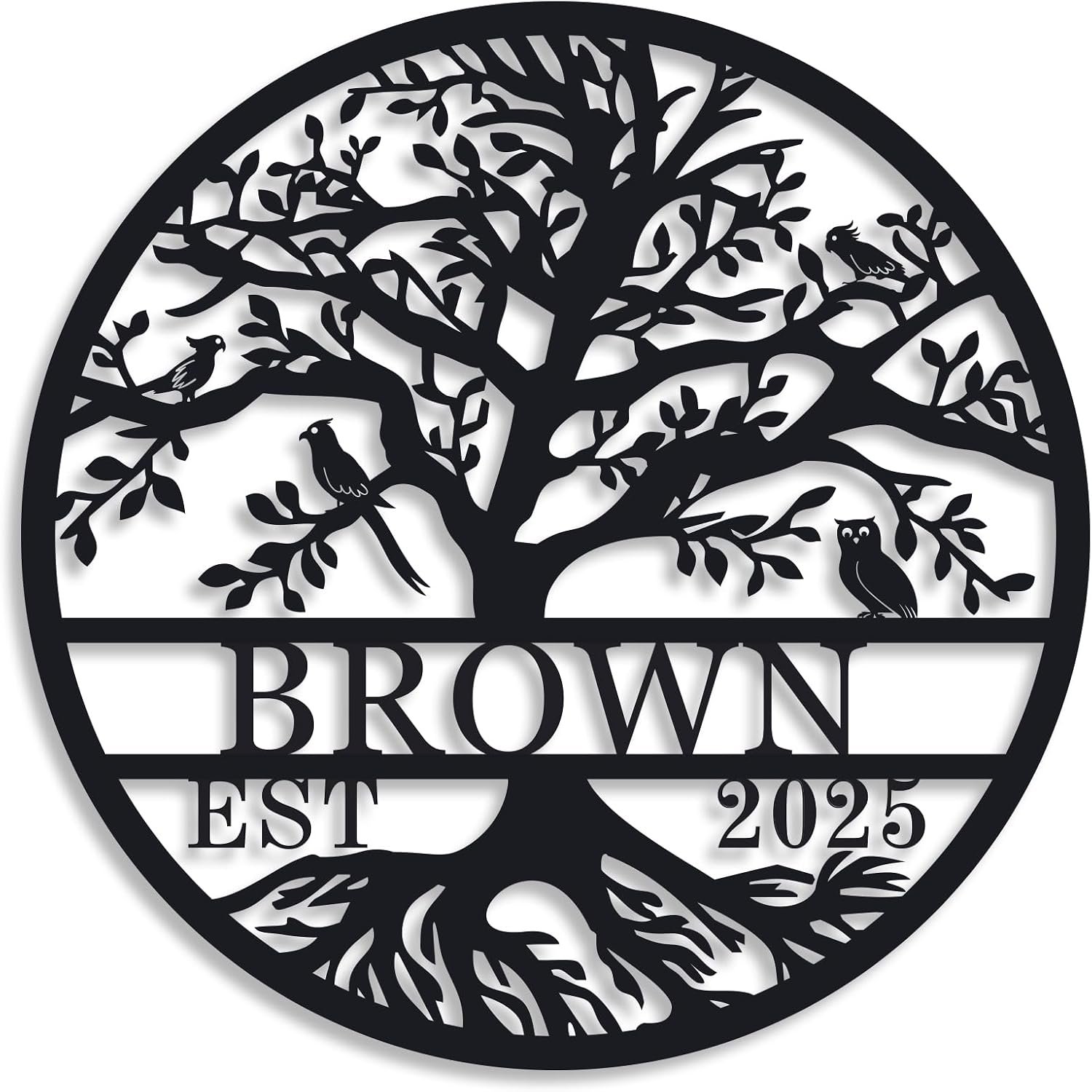 Personalized Tree of Life Metal Sign, Custom Family Name Wall Decor with Established Year, Metal Tree Wall Art for Home, Living Room, Front Door, Housewarming
