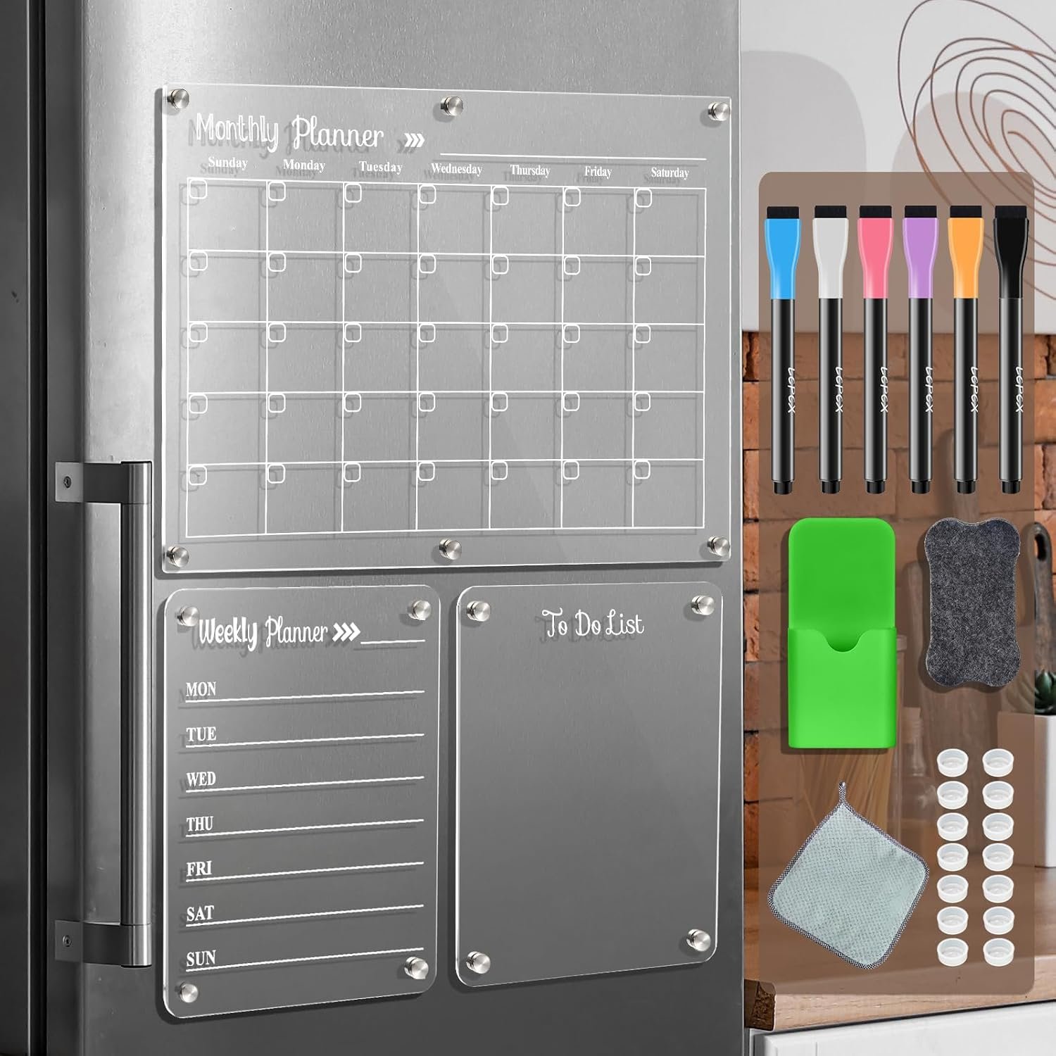 Magnetic Acrylic Fridge Calendar Dry Erase Planner