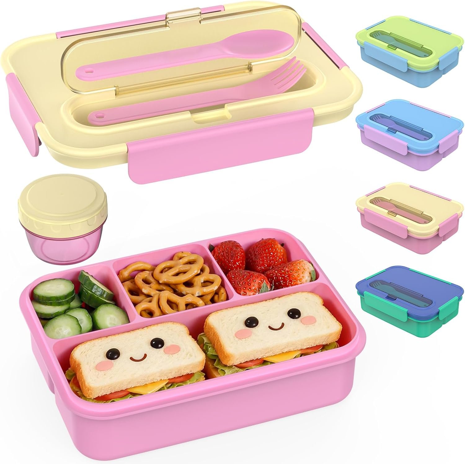 Caperci Bento Box for Older Kid & Teen, 50oz 4 Compartment Lunch Containers