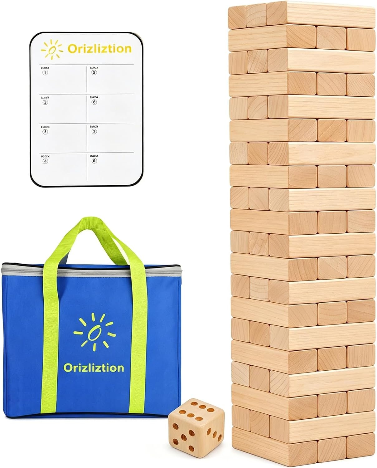 Tumbling Tower 60 Pcs Wooden Family Stack Yard Game Up to 3.3Ft