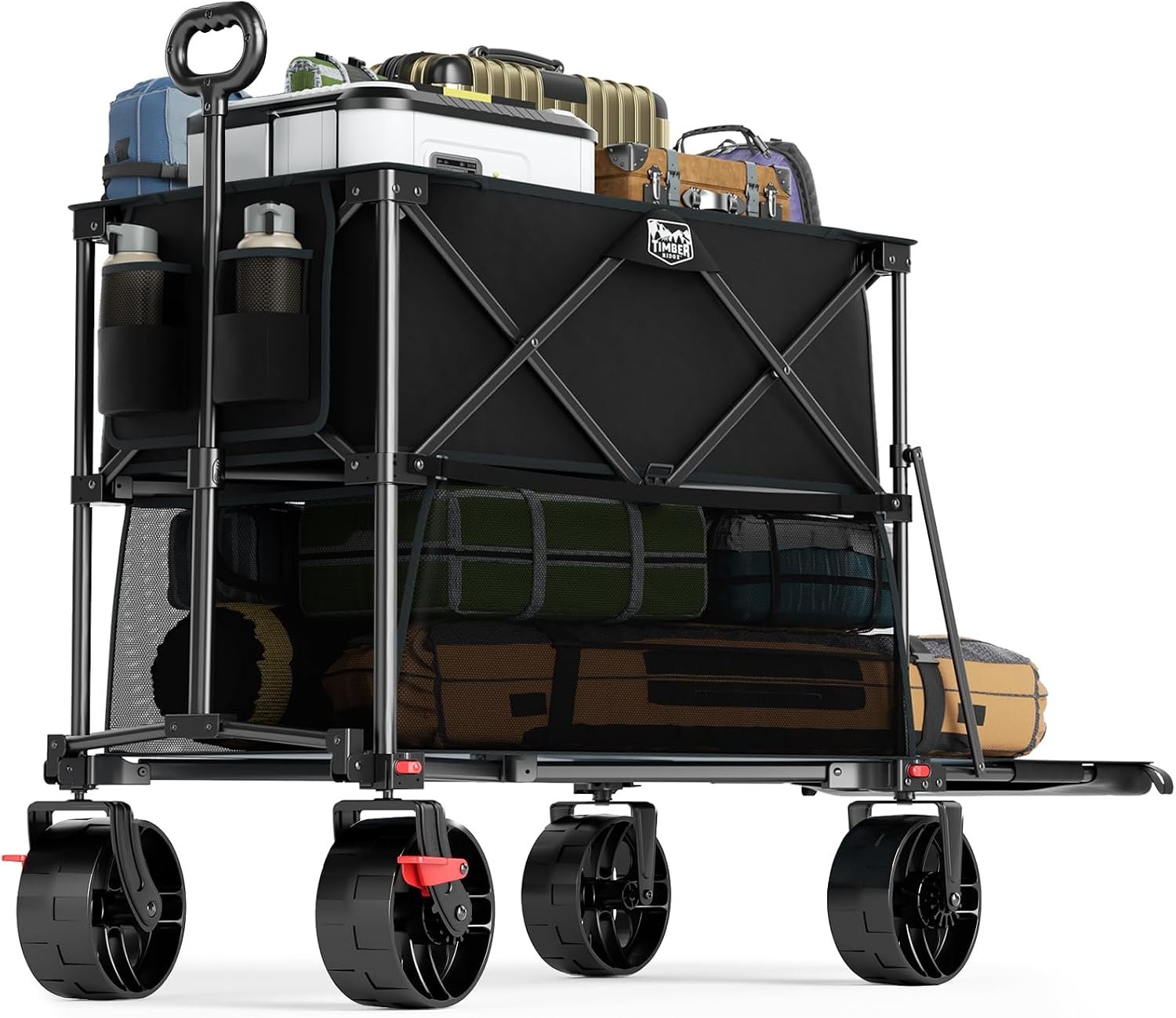 TIMBER RIDGE 400L Folding Double Decker Wagon with Brakes, 54″ Extra Long