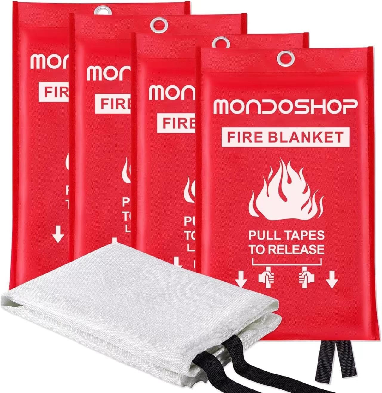 Emergency Fire Blanket for Home and Kitchen, 4 Pack, 40″ x 40″ Coverage