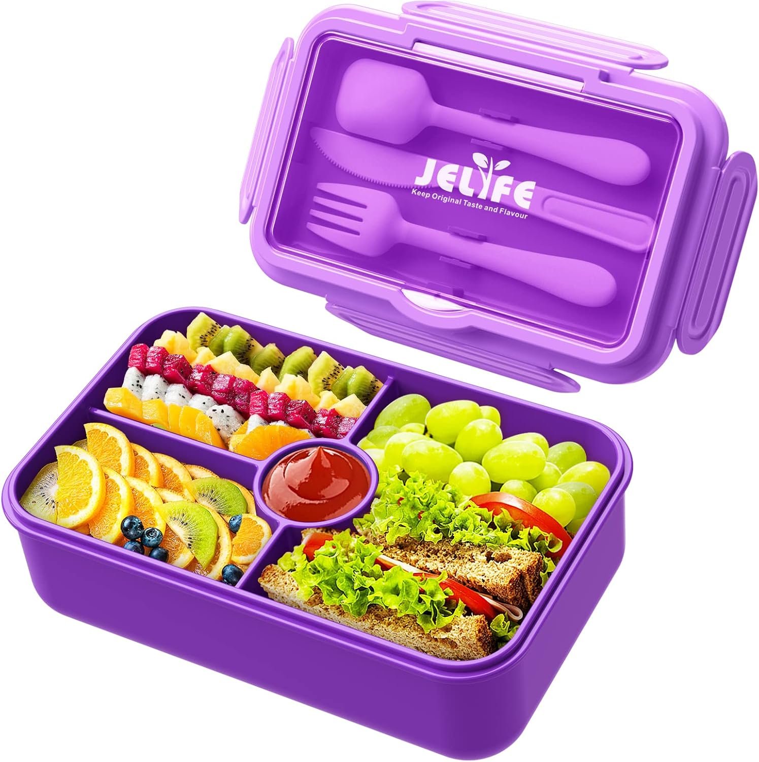 Jelife Lunch Box Kids Bento Box, Large Bento-Style Leakproof
