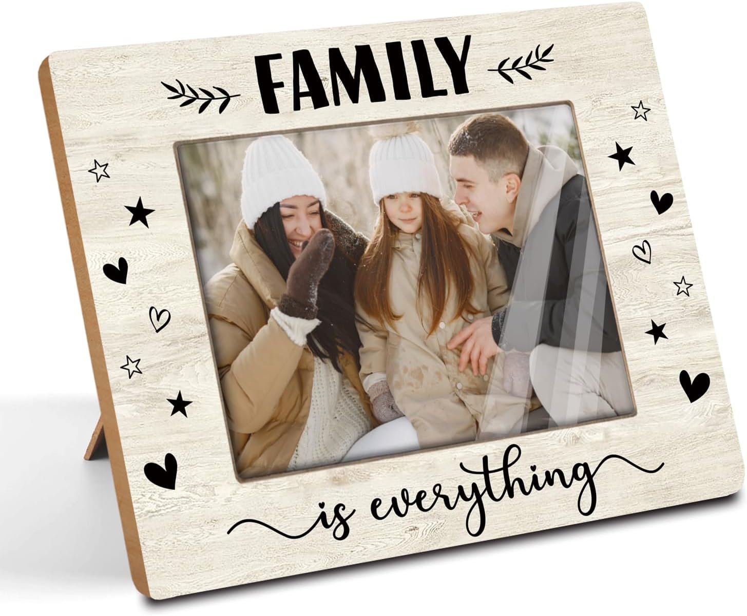 Family is Everyting Wood Picture Frame,Warm Home Desk Decor Gifts for Mom, Dad, or Grandparents，Housewarming Gift for Friends Fits 5x7Inch(Family-1)