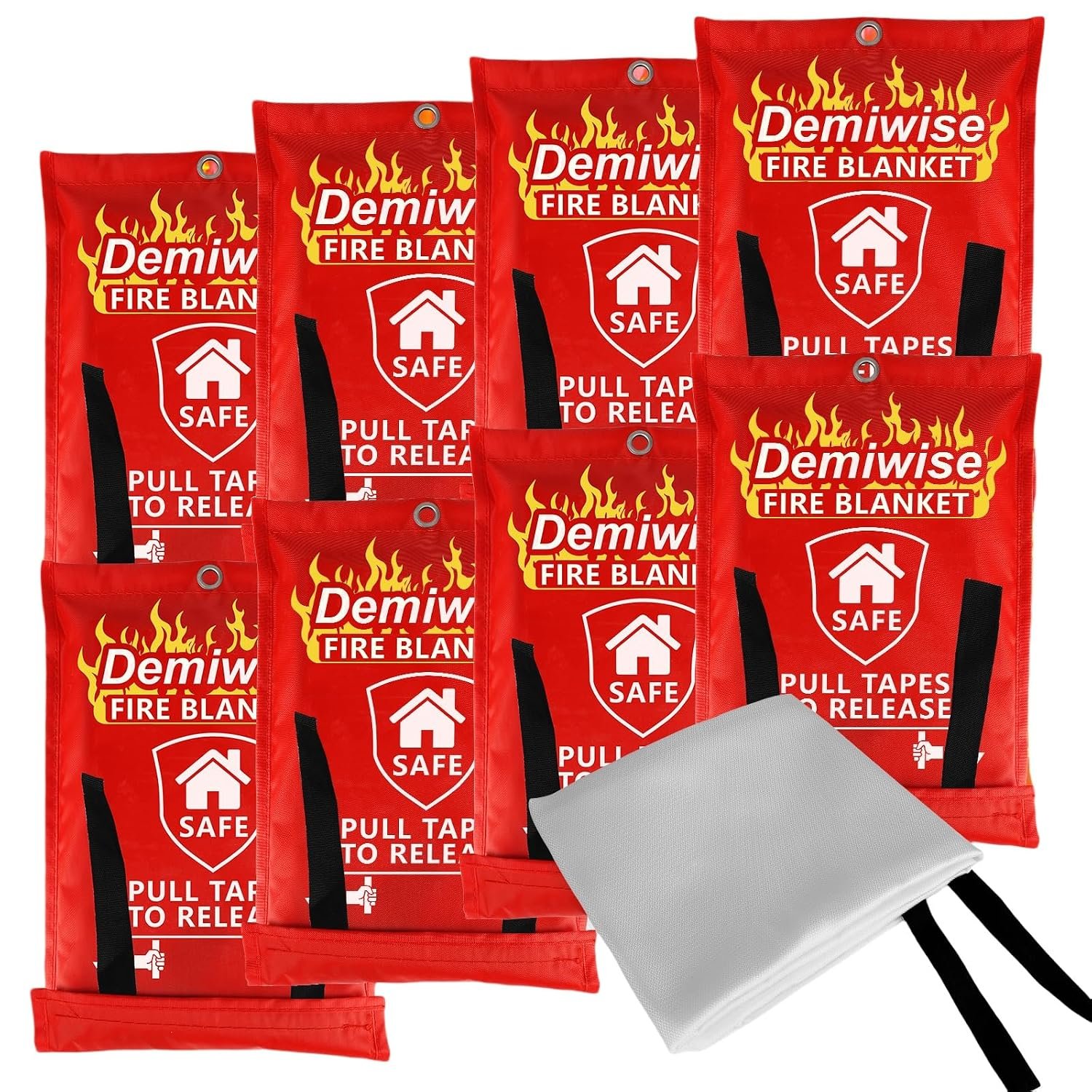 Fire Blankets for Home and Kitchen,8-Pack 40″x40″ Emergency Fire Safety Blankets for People House Car Office Warehouse Emergency Survival Safety