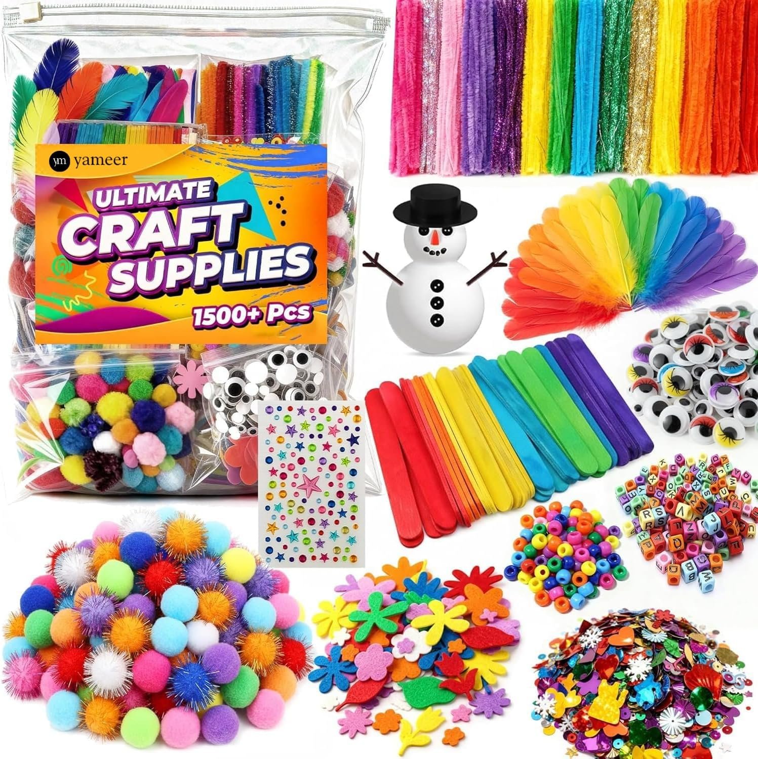 1500+ Pcs Arts and Crafts Supplies for Kids Ages 3-9 – Preschool Craft Kit