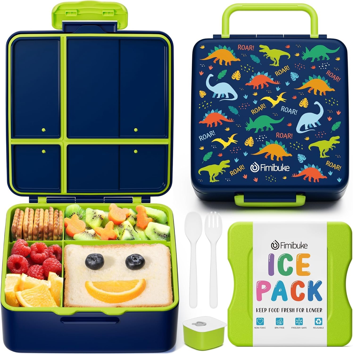 Fimibuke Chill Bento Box for Kids, Toddler Lunch Box with Built-In Ice Pack