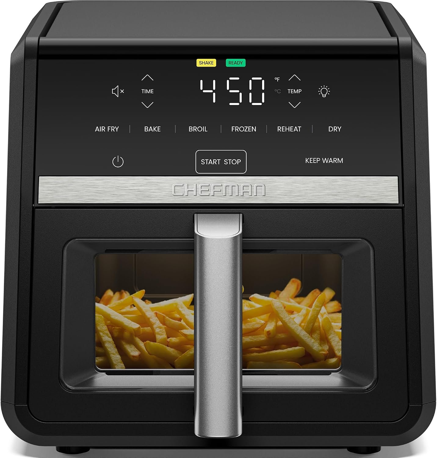 Chefman Air Fryer 9 Qt | TurboFry 7-in-1 High-Powered 450°F Cooking for Crispier and Even Results | XL Basket with Viewing Window | Air Fry, Bake, Broil, Reheat, Dehydrate, Defrost, Keep Warm