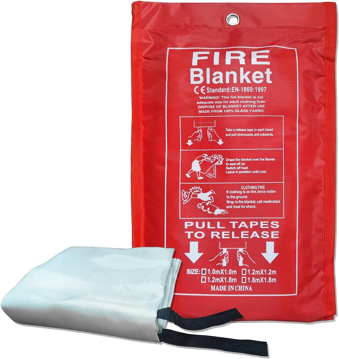 39″x39″ Fire Blanket Emergency for Home, Kitchen, Camping & Car – Heavy Duty Fiberglass Fire Suppression Safety Cover (1 Pack)