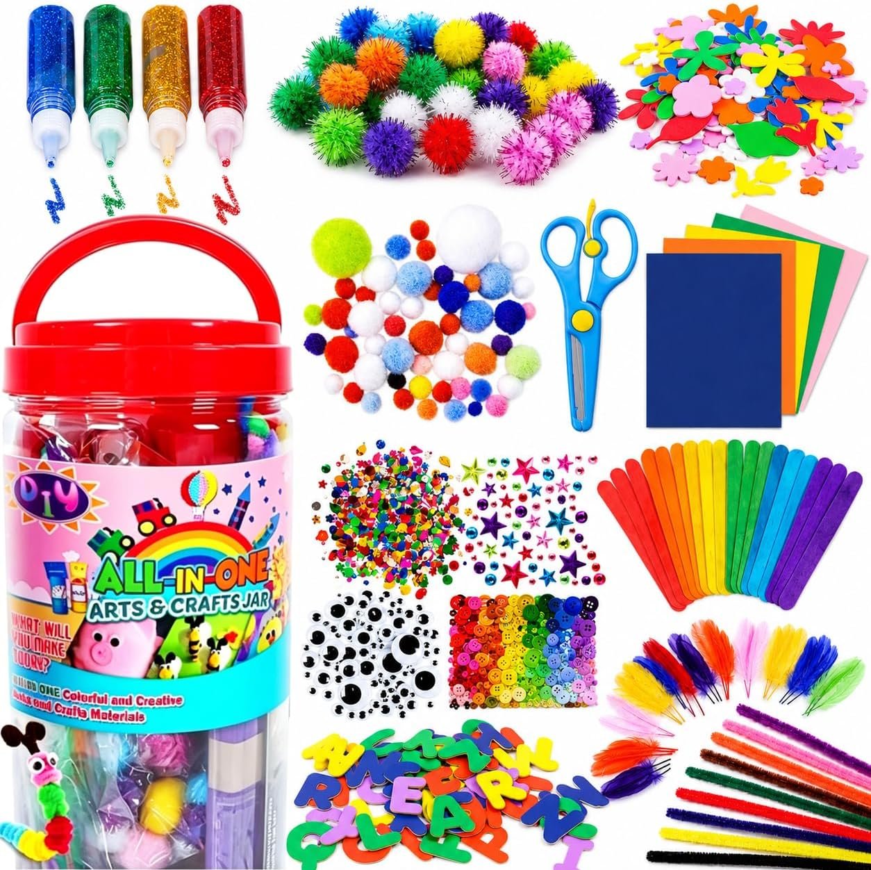 FUNZBO Arts and Crafts Supplies for Kids – Toddler DIY School Craft Set