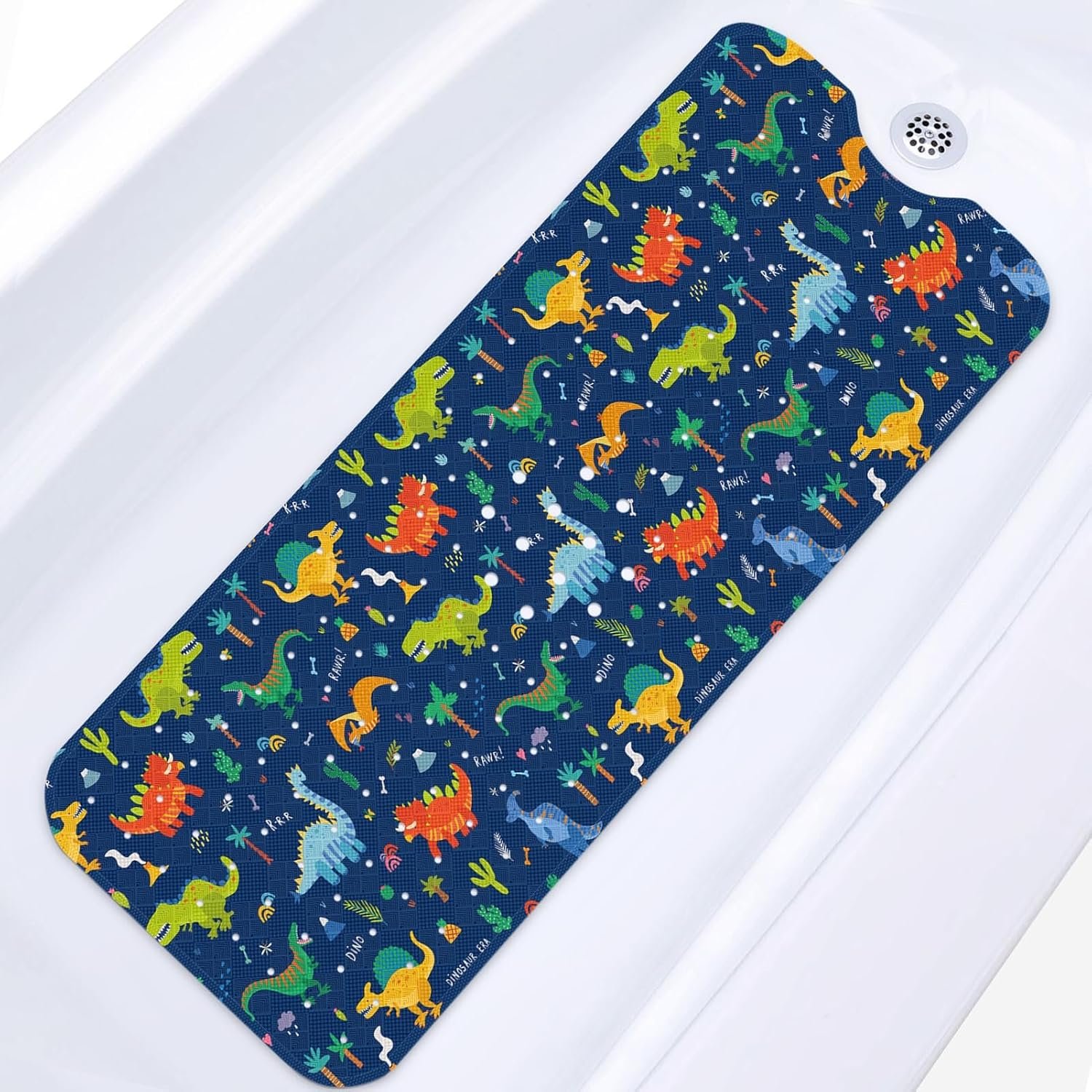 Bath Mat for Tub, Cute Dinosaurs, 40 X 16 Inch, for Kids