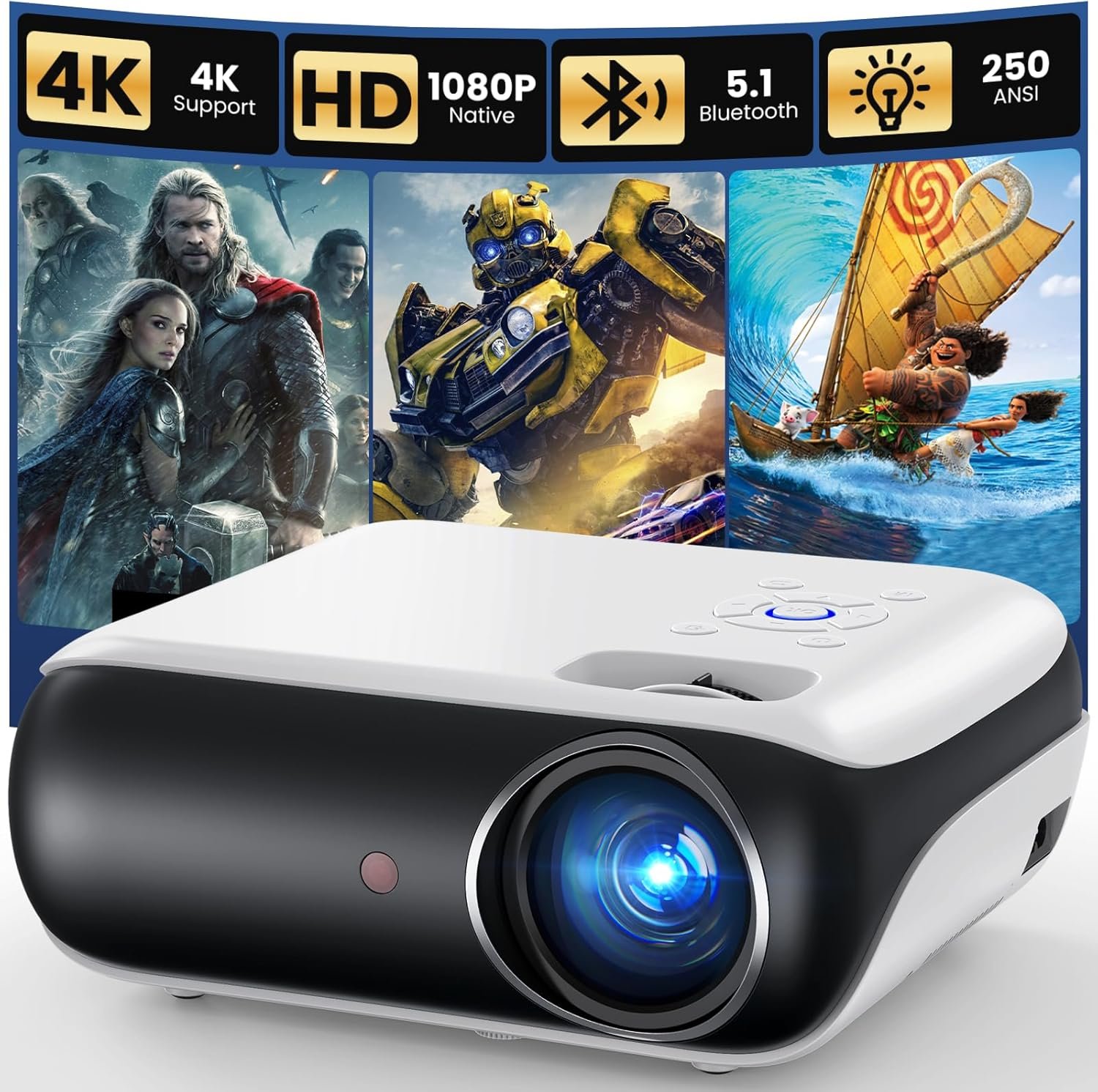 HAPPRUN Native 1080P Outdoor Smart Projector-Standard