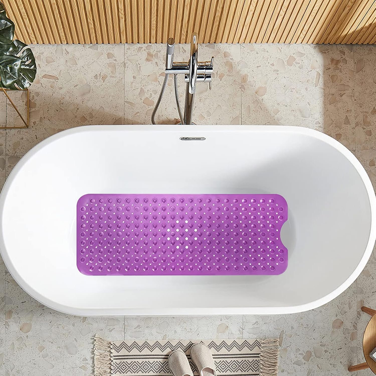 Sheepping Baby Bath Mat Non Slip Extra Long Bathtub Mat for Kids 40 X 16 Inch – Eco Friendly Bath Tub Mat with 200 Big Suction Cups,Machine Washable Shower Mat (Purple)