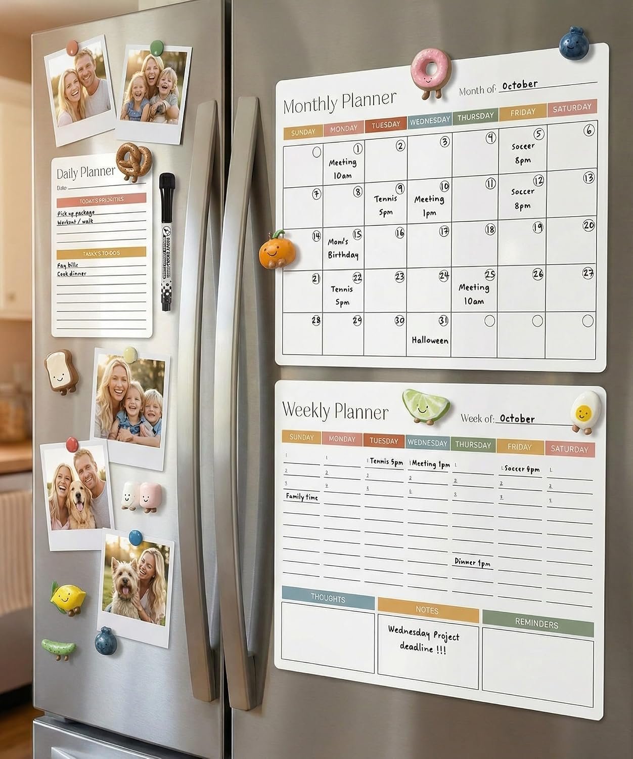 Beautiful Magnetic Dry Erase Calendar Set of 3 – Whiteboard with Marker