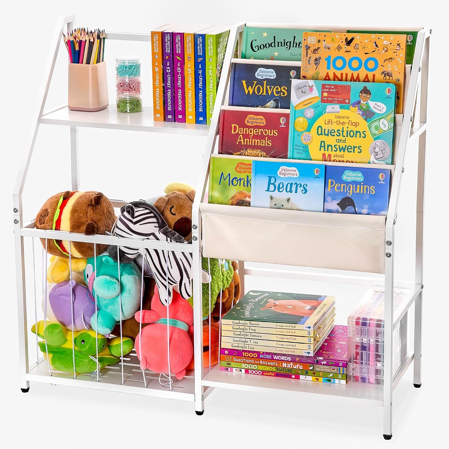 Aquzee Kids Bookshelf and Toy Storage, Stuffed Animal Storage Shelf