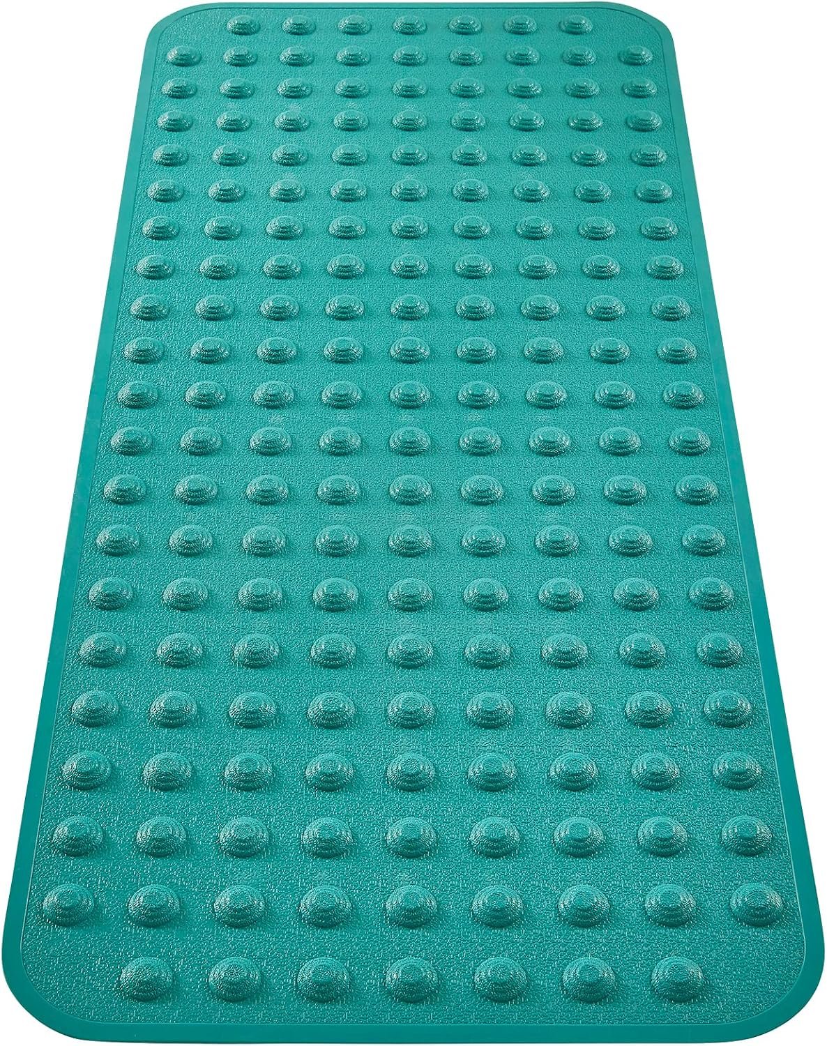Yanzifly Bathtub Shower Mat Non Slip 18×40 in Bath Mat for Bathroom Tub Textured Smooth Floor, Silicone Extra Long Massage Bath Tub Mats No Slip Matt Non-Toxic Safe for Elderly & Kids- Light Green