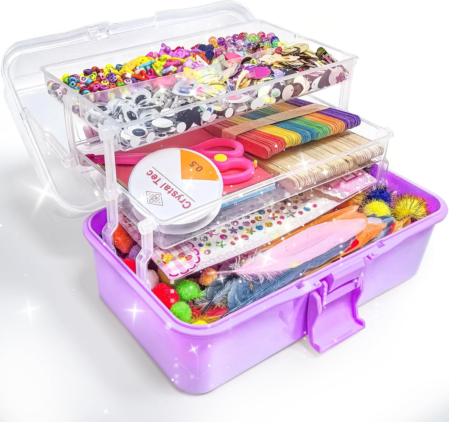 LINAYE 3000PCS Arts and Crafts Supplies Kit for Kids, All in One DIY Craft Box Kits, Craft Supplies Set Include Pompoms, Pipe Cleaners for Kids Ages 4-6 6-8 Birthday Gifts for Boys Girls