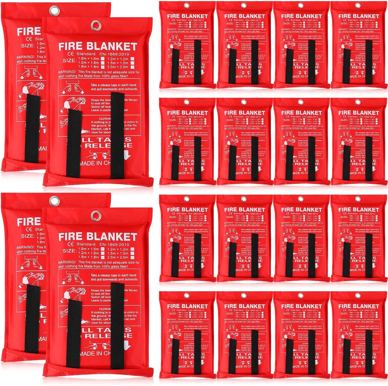 Moukeren Fire Blanket Fire Emergency Blankets for Home Kitchen, Survival Safety Flame Suppression Fiberglass Fireproof Flame Retardant for Fireplace Car Office Camping