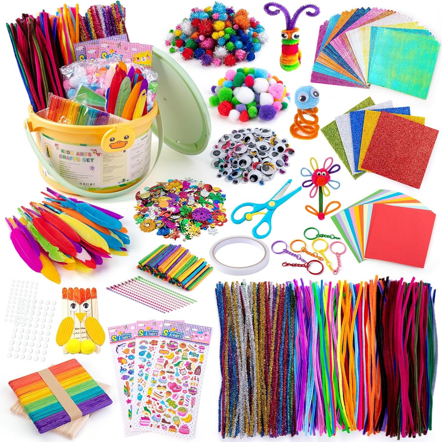 Sundaymot Kids Arts and Crafts Set 2000+ Piece DIY Craft Supplies Kit