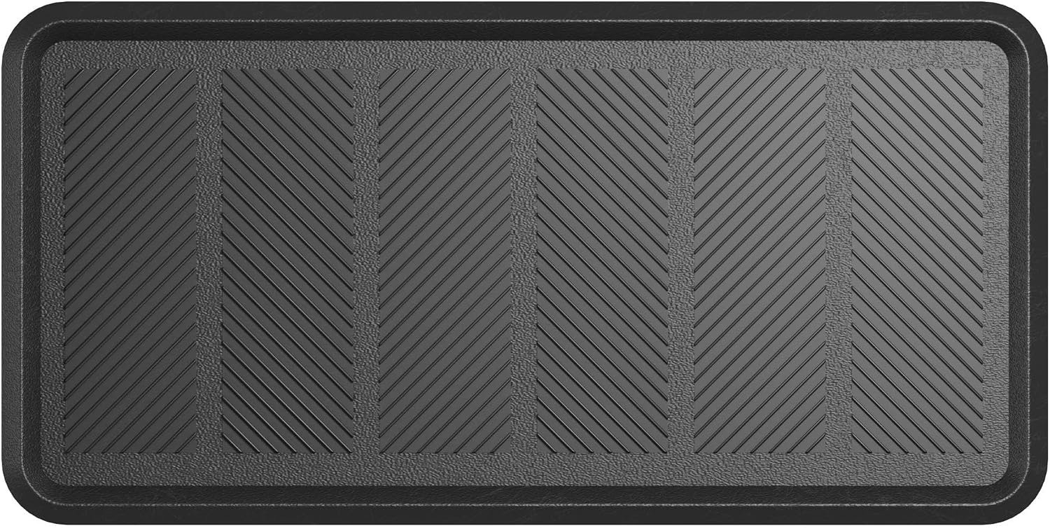 Ottomanson Indoor/Outdoor Boot Tray Non-Slip Rubber 16″ x 32″ Modern Entryway Mat for Entryway, Patio, Backyard, Garage, 16″ x 32″, Black