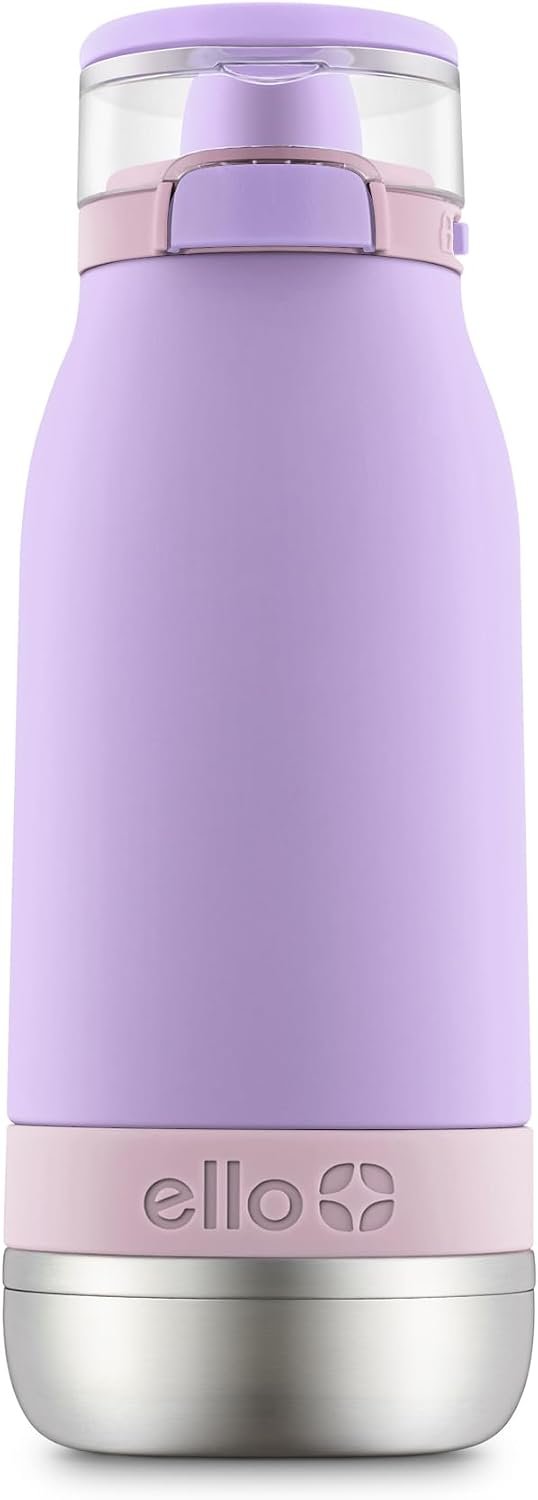 Ello Emma 14oz Insulated Stainless Kids Water Bottle with Straw, Lilac/Cashmere