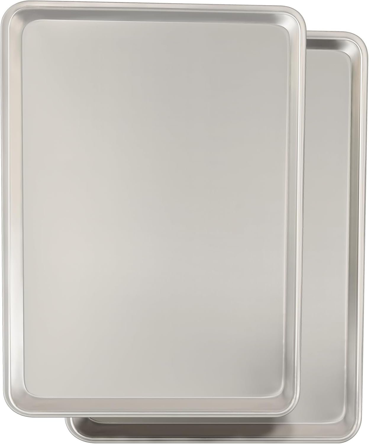 Commercial Quality Baking Sheet Pan Set, Natural Aluminum Cookie Sheet, Umite Chef Warp Resistant Baker’s Half Sheet Pan, Large Thick Cookie Tray Pans for Baking, Roasting(2 Pack, 18X13In)