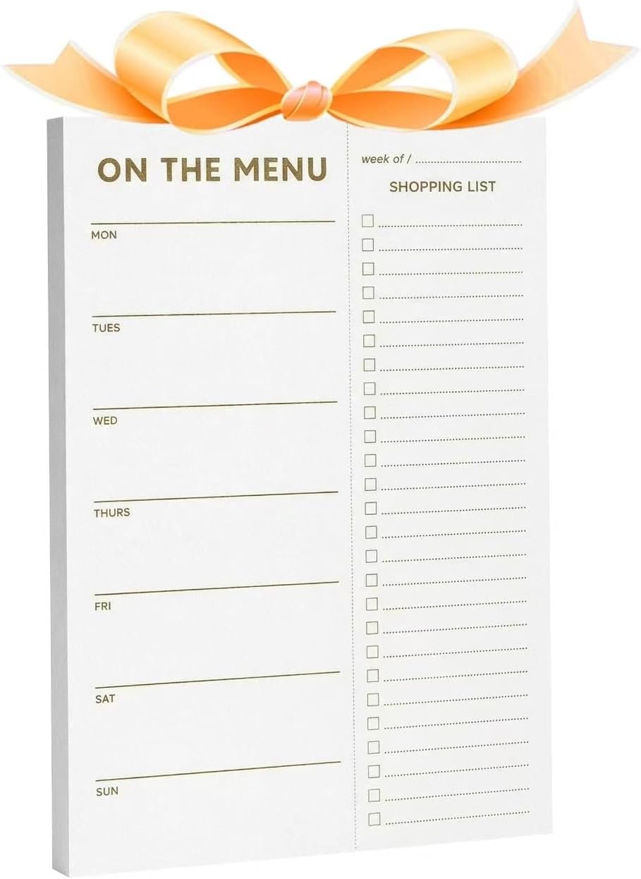 XXINMOH Gold Weekly Meal Planner and Grocery List Magnetic Notepad for Bridge, Meal Planning Pad with Tear Off Shopping List. Plan Weekly Menu Food for Weight Loss or Dinner List for Family (7×10”)
