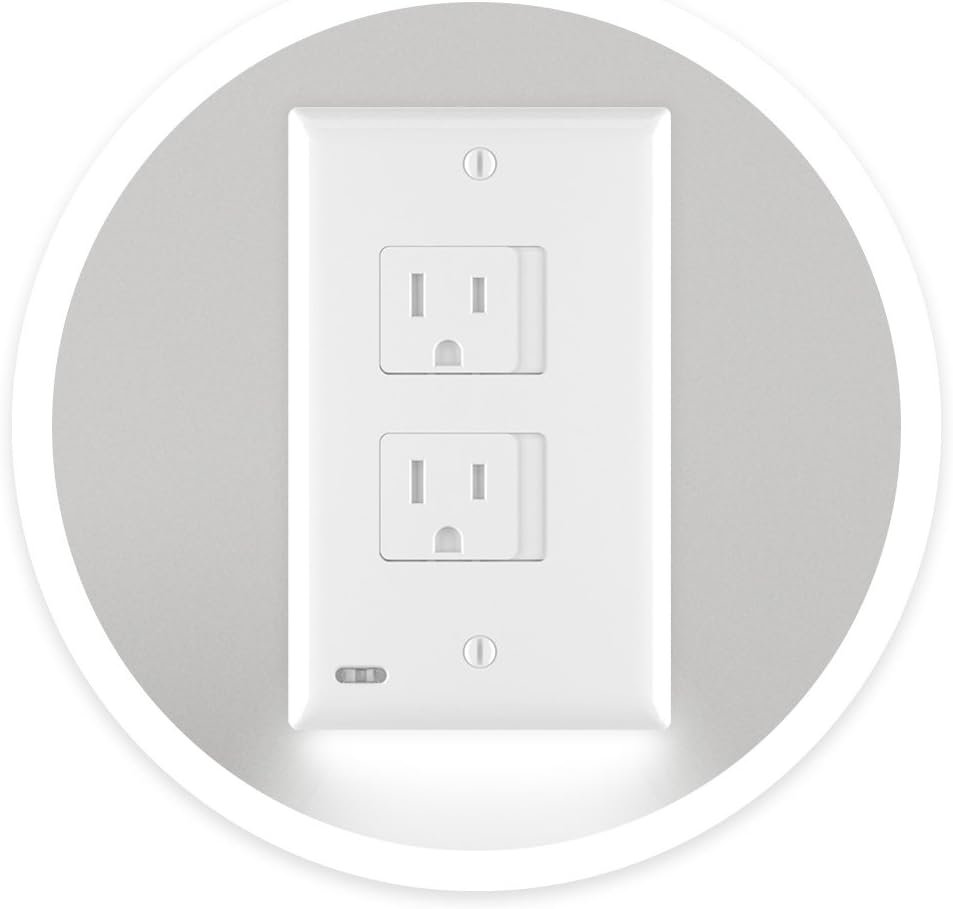 Single – SnapPower SafeLight [For Duplex Outlets] – Self-Closing Safety Cover Plate with LED Night Light – Child-Proofing Wall Plate Helps Protect Baby From Electrical Shock – (Duplex, White)