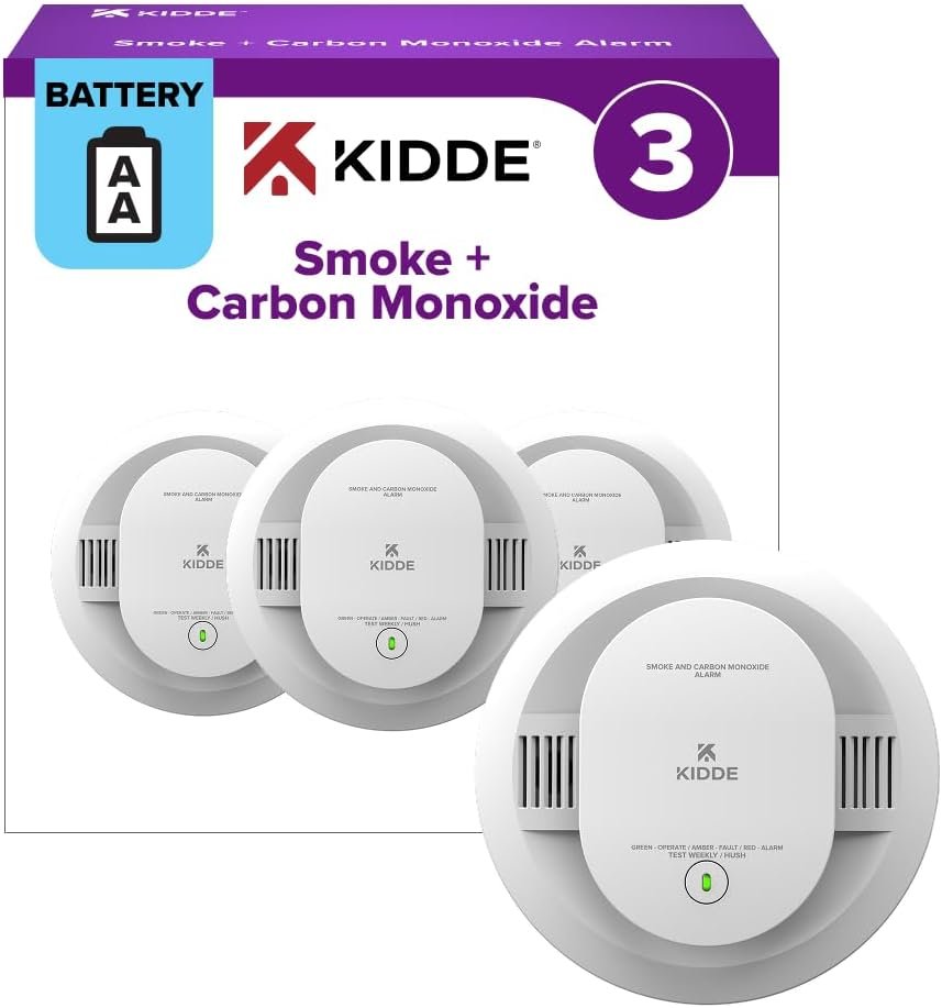 Kidde Smoke & Carbon Monoxide Detector, AA Battery-Powered, 30CUDR, 3 Pack