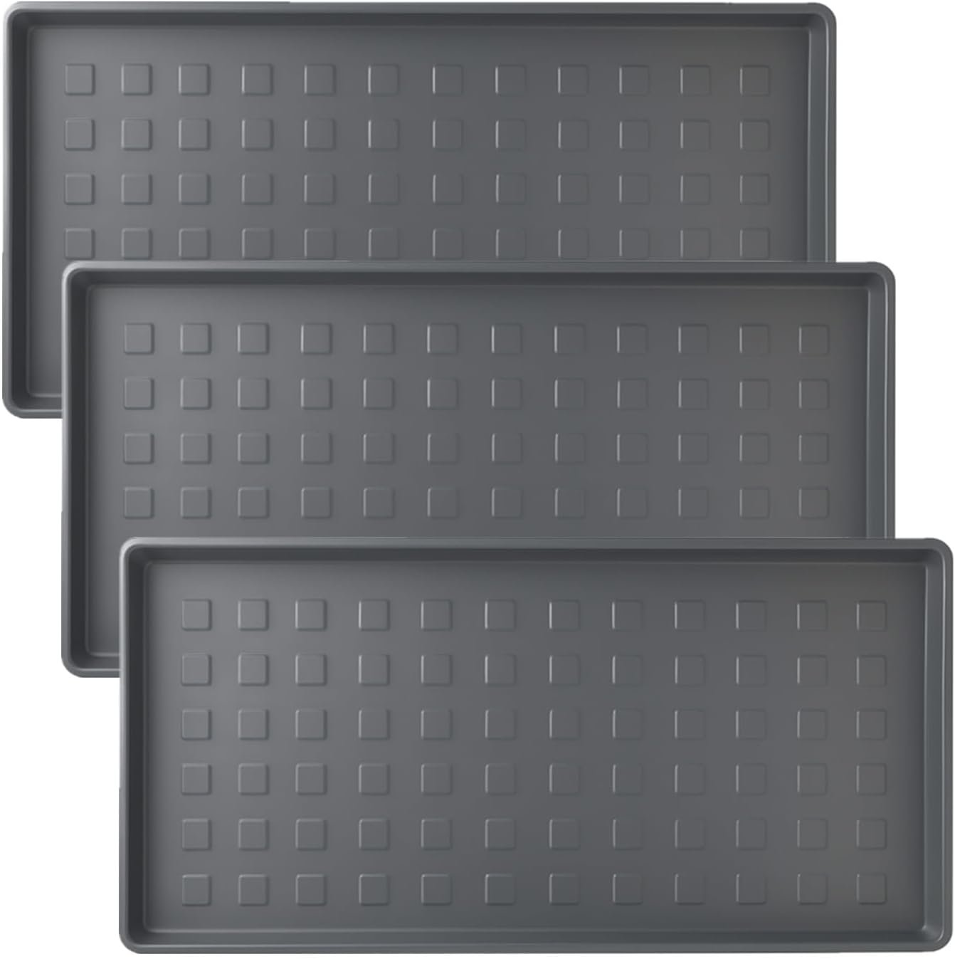 3 Pack Large Waterproof Plastic Boot Trays – Durable Multi-Purpose Shoe Mats for Entryway, Pet Food and Water Spill Protection, Indoor Outdoor Utility Tray for Garden, Garage, Mudroom (28″x14″)
