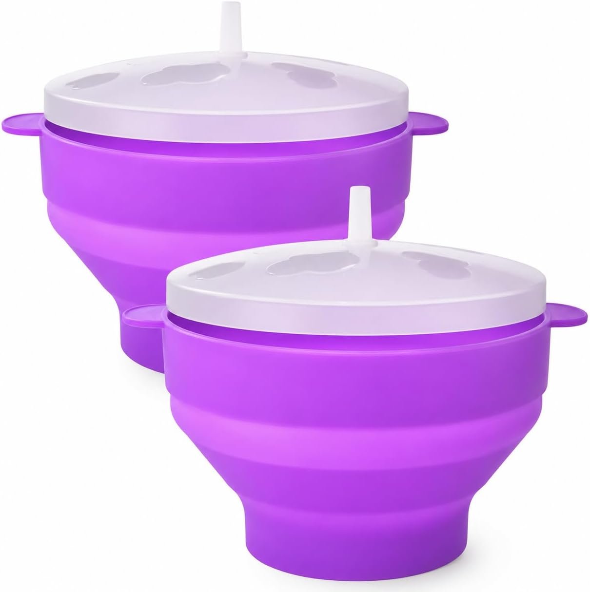 Microwave Popcorn Popper, Collapsible Silicone Bowl with Lid, 2 Pack