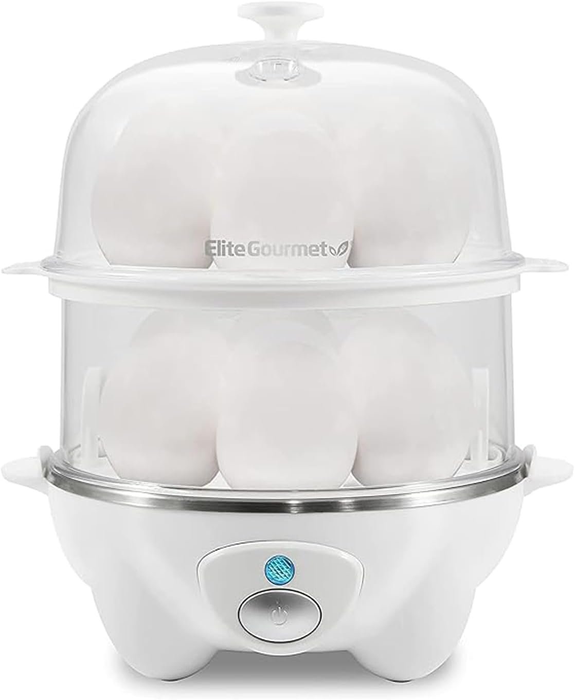 Elite Gourmet 14-Egg 2-Tier Rapid Egg Cooker, BPA-Free, Auto Shut-Off