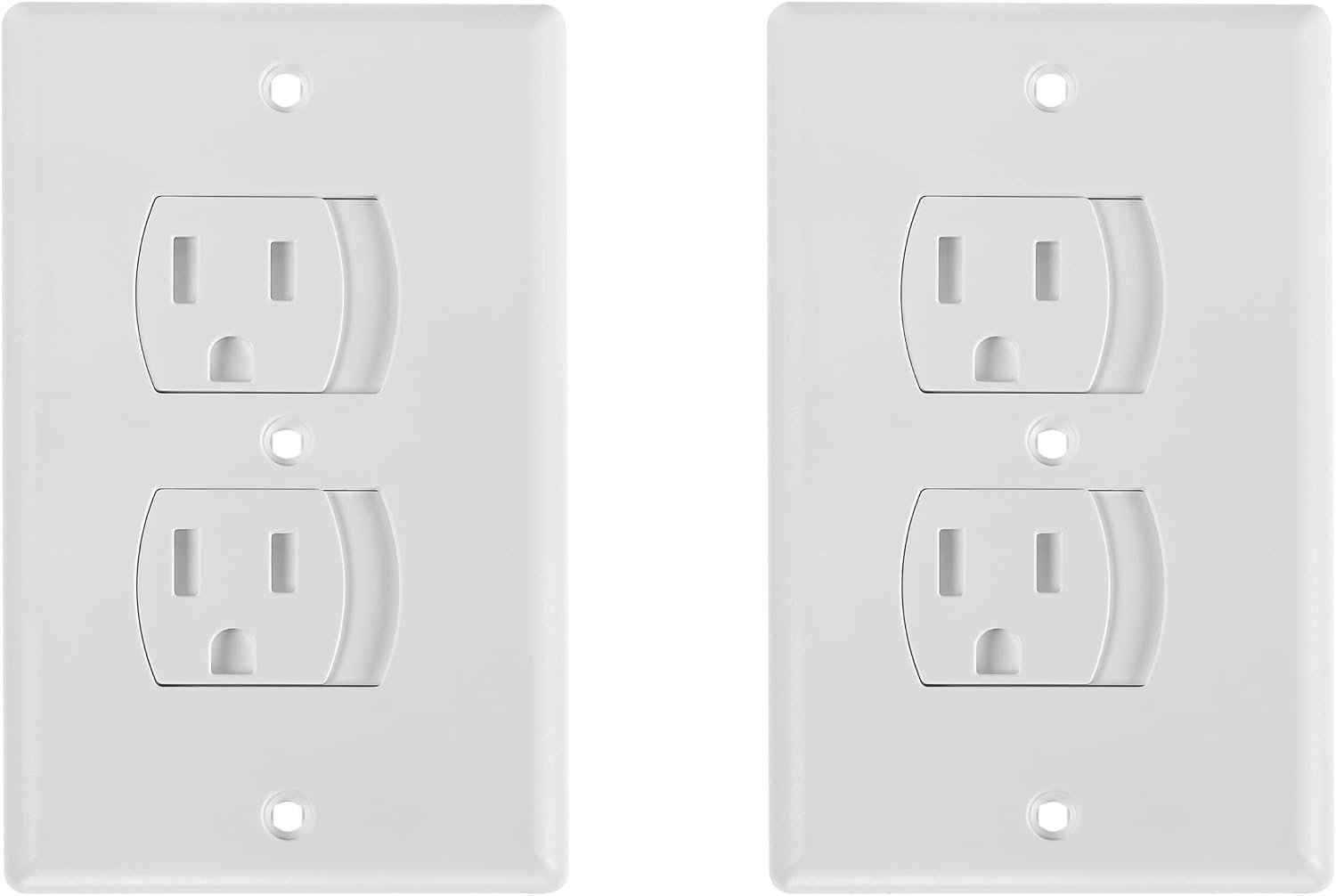 Bates- Self Closing Outlet Covers, 2.95″ x 4.7″, 2 Pack, White, Sliding Outlet Covers for Baby Proofing