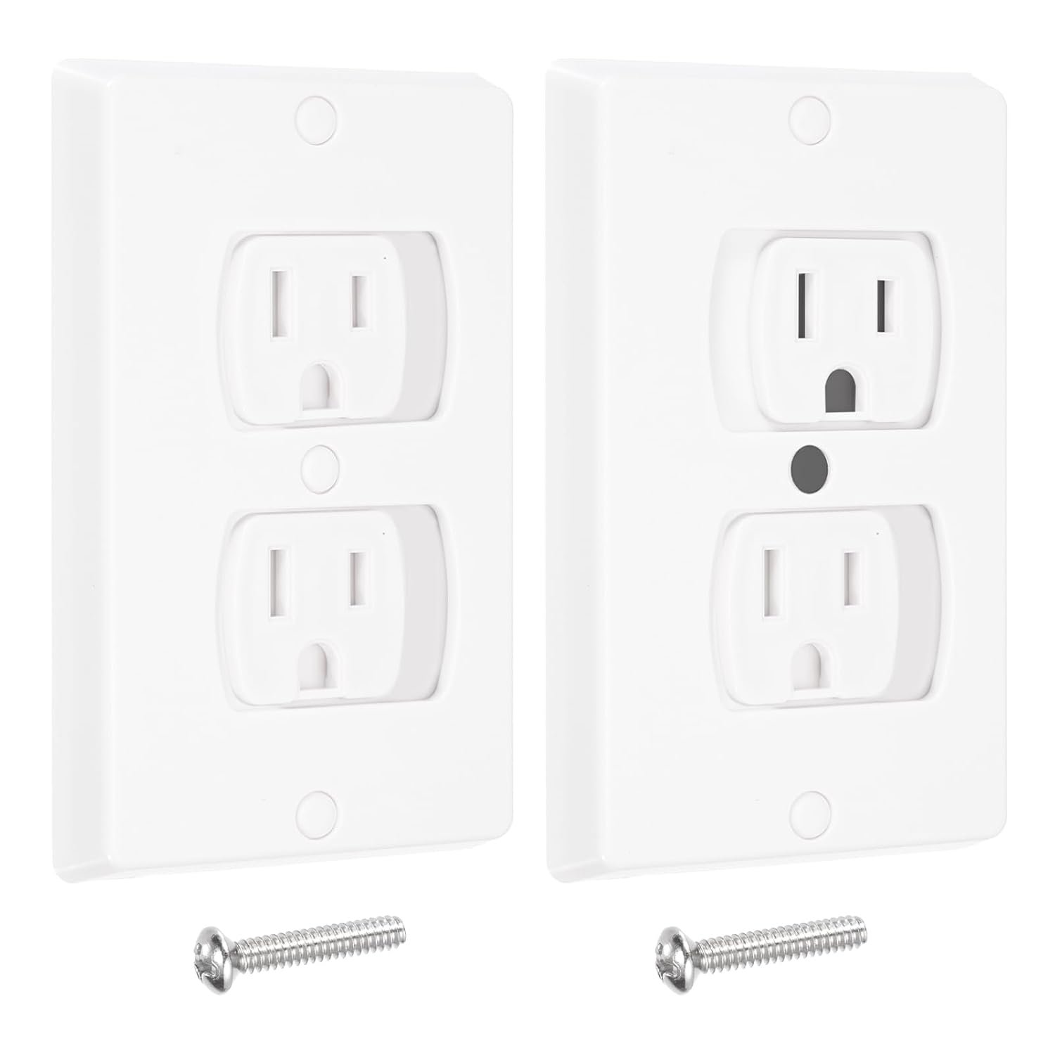 MECCANIXITY 2 Pack Outlet Covers, Plug Covers Self-Closing Safety Proof Outlet Cove Electric Plug Protectors Safety Socket Cover Plugs Protector White